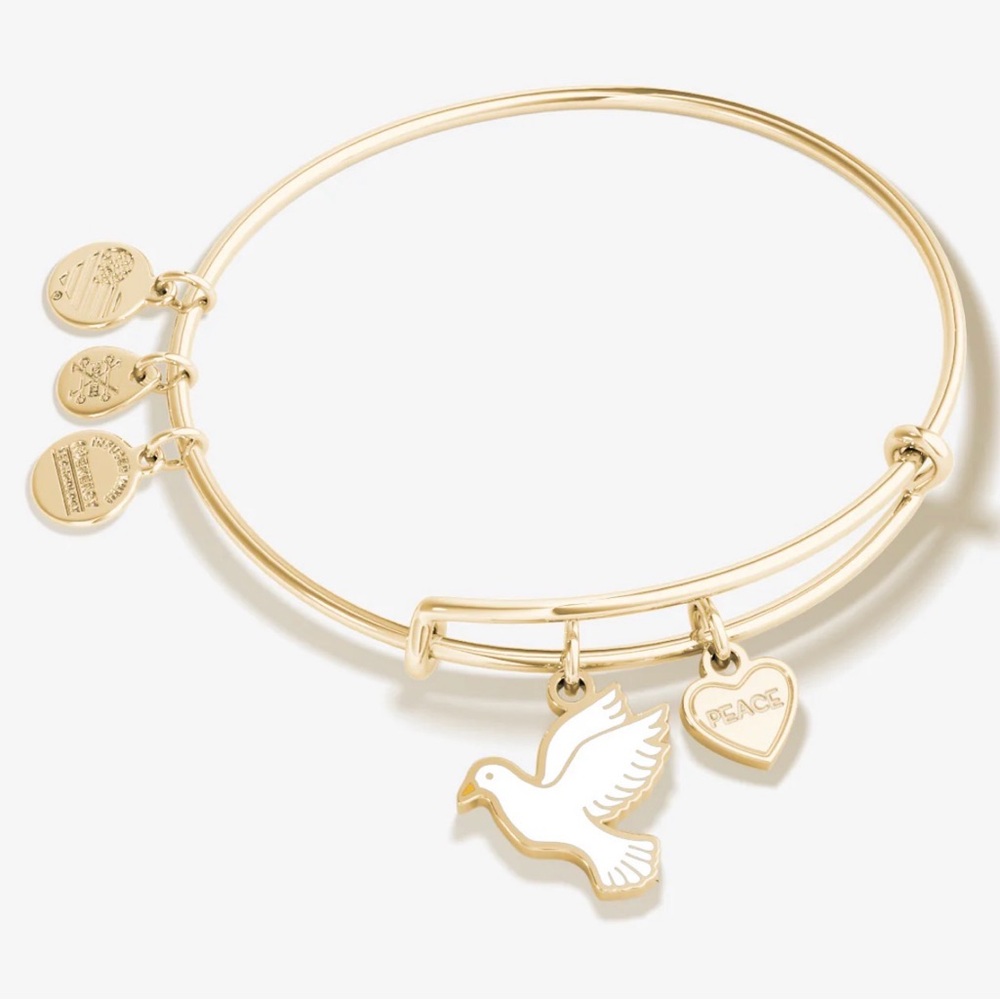 Alex and Ani Peace Dove Duo Charm Bangle Bracelet